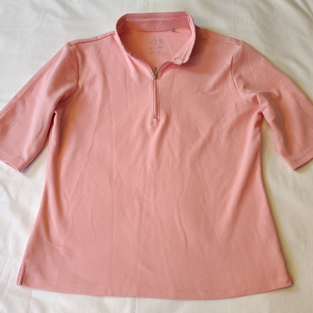 n 'vo Pink Half-Zip Polo Shirt Golf Shirt EUC
